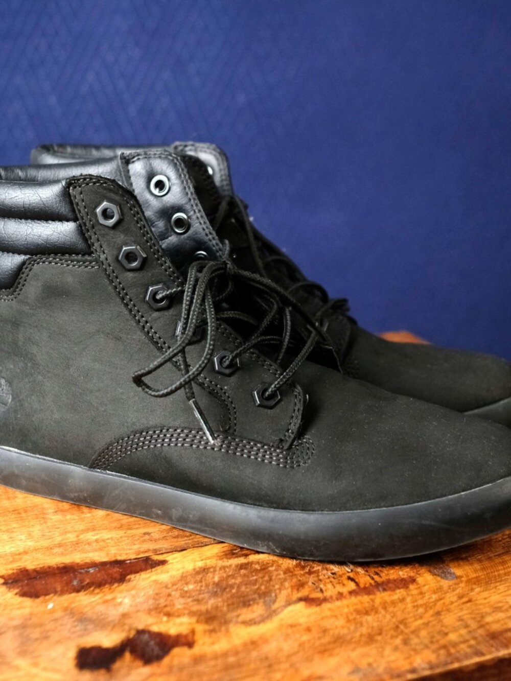 Timberland Womens Sneaker Boots 8 Black Nubuck Leather Lace Up Ankle